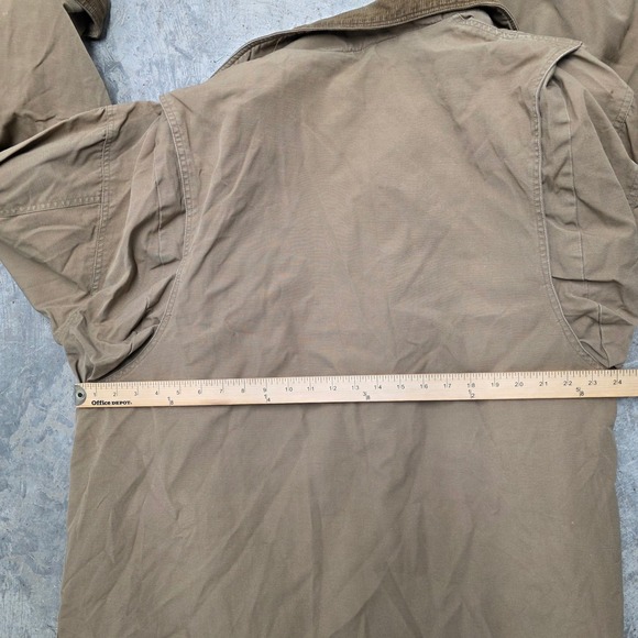 Vintage Mens Tan Workwear Chore Jacket Corduroy Collar Quilted Lined Distressed - Picture 6 of 7